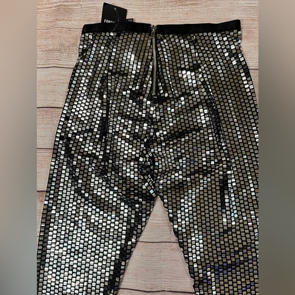 Forever Women Black Elastic Waist Back Zip Pull-On Stretch Sequins Leggings 21 M - Picture 4 of 6